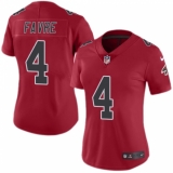 Women's Nike Atlanta Falcons #4 Brett Favre Limited Red Rush Vapor Untouchable NFL Jersey