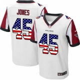 Men's Nike Atlanta Falcons #45 Deion Jones Elite White Road USA Flag Fashion NFL Jersey