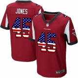 Men's Nike Atlanta Falcons #45 Deion Jones Elite Red Home USA Flag Fashion NFL Jersey