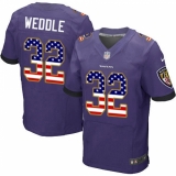 Men's Nike Baltimore Ravens #32 Eric Weddle Elite Purple Home USA Flag Fashion NFL Jersey