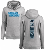 NFL Women's Nike Carolina Panthers #12 Charles Johnson Ash Backer Pullover Hoodie