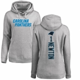NFL Women's Nike Carolina Panthers #1 Cam Newton Ash Backer Pullover Hoodie