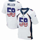 Men's Nike Denver Broncos #58 Von Miller Elite White Road USA Flag Fashion NFL Jersey