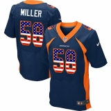 Men's Nike Denver Broncos #58 Von Miller Elite Navy Blue Alternate USA Flag Fashion NFL Jersey