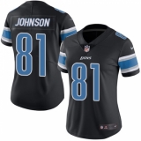 Women's Nike Detroit Lions #81 Calvin Johnson Limited Black Rush Vapor Untouchable NFL Jersey