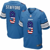 Men's Nike Detroit Lions #9 Matthew Stafford Elite Blue Home USA Flag Fashion NFL Jersey