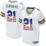Men's Nike Green Bay Packers #21 Ha Clinton-Dix Elite White Road USA Flag Fashion NFL Jersey