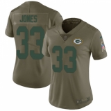 Women's Nike Green Bay Packers #33 Aaron Jones Limited Olive 2017 Salute to Service NFL Jersey