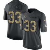 Youth Nike Green Bay Packers #33 Aaron Jones Limited Black 2016 Salute to Service NFL Jersey