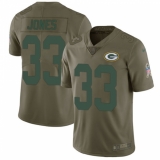 Youth Nike Green Bay Packers #33 Aaron Jones Limited Olive 2017 Salute to Service NFL Jersey