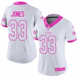 Women's Nike Green Bay Packers #33 Aaron Jones Limited White/Pink Rush Fashion NFL Jersey