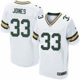 Men's Nike Green Bay Packers #33 Aaron Jones Elite White NFL Jersey