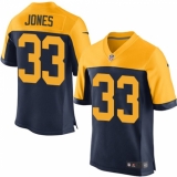 Men's Nike Green Bay Packers #33 Aaron Jones Elite Navy Blue Alternate NFL Jersey