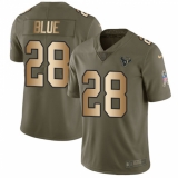 Youth Nike Houston Texans #28 Alfred Blue Limited Olive/Gold 2017 Salute to Service NFL Jersey