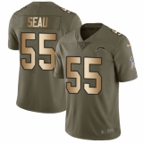 Youth Nike Los Angeles Chargers #55 Junior Seau Limited Olive/Gold 2017 Salute to Service NFL Jersey