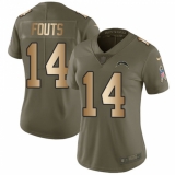 Women's Nike Los Angeles Chargers #14 Dan Fouts Limited Olive/Gold 2017 Salute to Service NFL Jersey