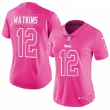 Women's Nike Los Angeles Rams #12 Sammy Watkins Limited Pink Rush Fashion NFL Jersey