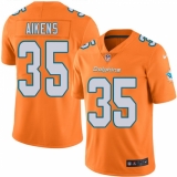 Men's Nike Miami Dolphins #35 Walt Aikens Limited Orange Rush Vapor Untouchable NFL Jersey