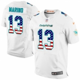 Men's Nike Miami Dolphins #13 Dan Marino Elite White Road USA Flag Fashion NFL Jersey