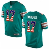 Men's Nike Miami Dolphins #17 Ryan Tannehill Elite Aqua Green Alternate USA Flag Fashion NFL Jersey