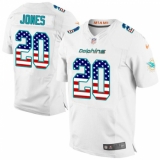 Men's Nike Miami Dolphins #20 Reshad Jones Elite White Road USA Flag Fashion NFL Jersey
