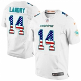 Men's Nike Miami Dolphins #14 Jarvis Landry Elite White Road USA Flag Fashion NFL Jersey