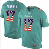 Men's Nike Miami Dolphins #17 Ryan Tannehill Elite Aqua Green Home USA Flag Fashion NFL Jersey