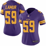 Women's Nike Minnesota Vikings #59 Emmanuel Lamur Limited Purple Rush Vapor Untouchable NFL Jersey