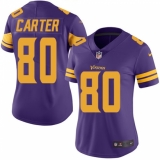 Women's Nike Minnesota Vikings #80 Cris Carter Limited Purple Rush Vapor Untouchable NFL Jersey