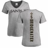 NFL Women's Nike New Orleans Saints #5 Teddy Bridgewater Ash Backer V-Neck T-Shirt