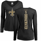 NFL Women's Nike New Orleans Saints #5 Teddy Bridgewater Black Backer Slim Fit Long Sleeve T-Shirt