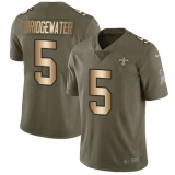 Men's Nike New Orleans Saints #5 Teddy Bridgewater Limited Olive Gold 2017 Salute to Service NFL Jersey