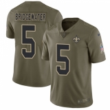 Men's Nike New Orleans Saints #5 Teddy Bridgewater Limited Olive 2017 Salute to Service NFL Jersey
