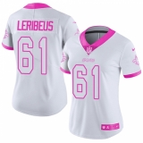 Women's Nike New Orleans Saints #61 Josh LeRibeus Limited White Pink Rush Fashion NFL Jersey