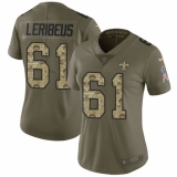 Women's Nike New Orleans Saints #61 Josh LeRibeus Limited Olive Camo 2017 Salute to Service NFL Jersey