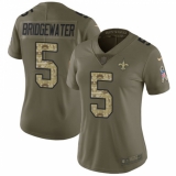 Women's Nike New Orleans Saints #5 Teddy Bridgewater Limited Olive Camo 2017 Salute to Service NFL Jersey