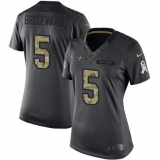 Women's Nike New Orleans Saints #5 Teddy Bridgewater Limited Black 2016 Salute to Service NFL Jersey