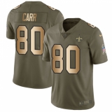 Men's Nike New Orleans Saints #80 Austin Carr Limited Olive Gold 2017 Salute to Service NFL Jersey
