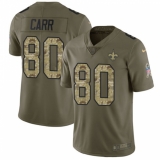 Men's Nike New Orleans Saints #80 Austin Carr Limited Olive Camo 2017 Salute to Service NFL Jersey