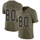 Men's Nike New Orleans Saints #80 Austin Carr Limited Olive 2017 Salute to Service NFL Jersey