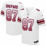 Men's Nike New York Giants #87 Sterling Shepard Elite White Road Drift Fashion NFL Jersey