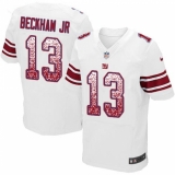 Men's Nike New York Giants #13 Odell Beckham Jr Elite White Road Drift Fashion NFL Jersey