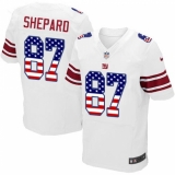 Men's Nike New York Giants #87 Sterling Shepard Elite White Road USA Flag Fashion NFL Jersey