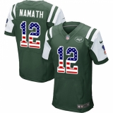Men's Nike New York Jets #12 Joe Namath Elite Green Home USA Flag Fashion NFL Jersey