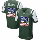 Men's Nike New York Jets #33 Jamal Adams Elite Green Home USA Flag Fashion NFL Jersey