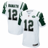 Men's Nike New York Jets #12 Joe Namath Elite White Road Drift Fashion NFL Jersey