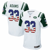 Men's Nike New York Jets #33 Jamal Adams Elite White Road USA Flag Fashion NFL Jersey