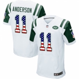 Men's Nike New York Jets #11 Robby Anderson Elite White Road USA Flag Fashion NFL Jersey