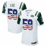 Men's Nike New York Jets #58 Darron Lee Elite White Road USA Flag Fashion NFL Jersey
