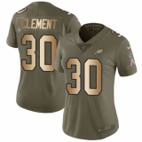 Women's Nike Philadelphia Eagles #30 Corey Clement Limited Olive/Gold 2017 Salute to Service NFL Jersey